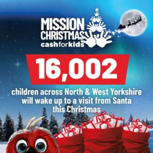 Instagram post from Cash for Kids Nth & West Yorks: post shows 16,002 children across North and West Yorkshire will wake up to a visit from Santa this Christmas